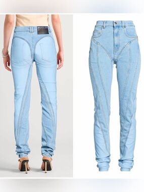 MUGLER cut out panels jeans , heart shaped back